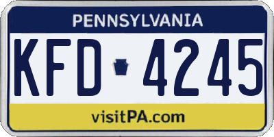 PA license plate KFD4245