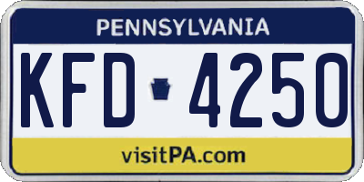 PA license plate KFD4250
