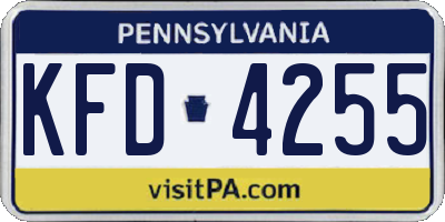 PA license plate KFD4255
