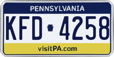 PA license plate KFD4258