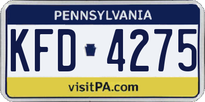 PA license plate KFD4275