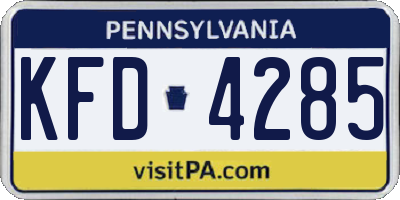 PA license plate KFD4285