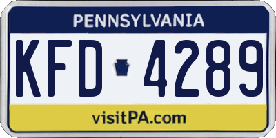 PA license plate KFD4289