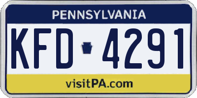 PA license plate KFD4291