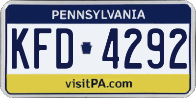 PA license plate KFD4292