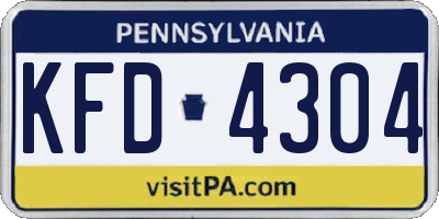 PA license plate KFD4304