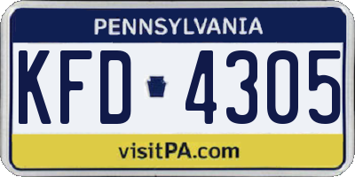 PA license plate KFD4305