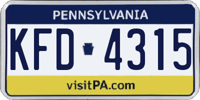 PA license plate KFD4315