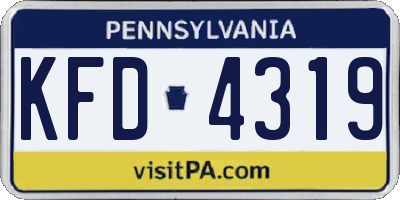 PA license plate KFD4319