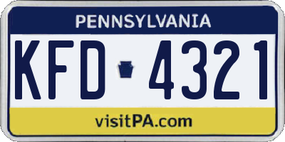 PA license plate KFD4321