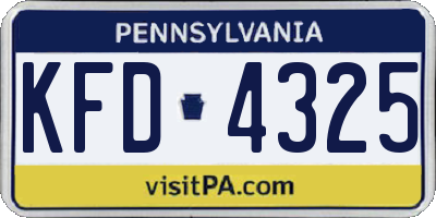 PA license plate KFD4325