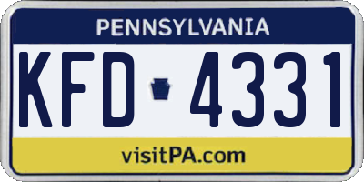 PA license plate KFD4331