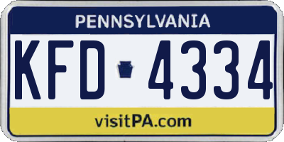 PA license plate KFD4334
