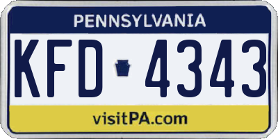 PA license plate KFD4343