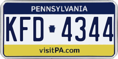 PA license plate KFD4344