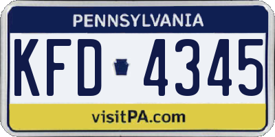 PA license plate KFD4345