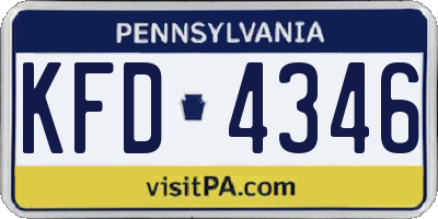 PA license plate KFD4346