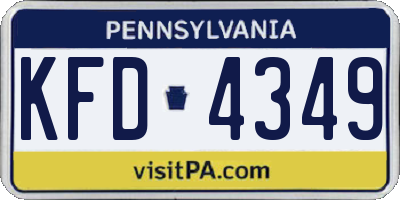 PA license plate KFD4349