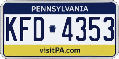 PA license plate KFD4353