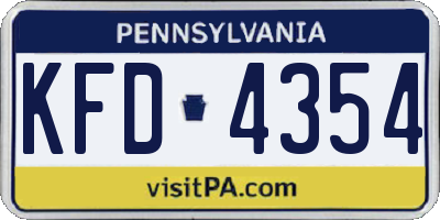 PA license plate KFD4354