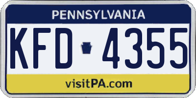 PA license plate KFD4355
