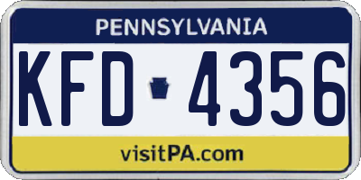 PA license plate KFD4356