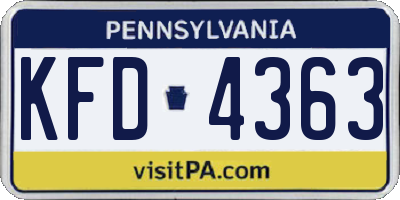 PA license plate KFD4363