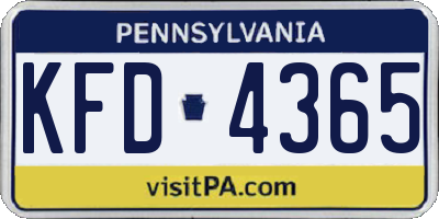 PA license plate KFD4365