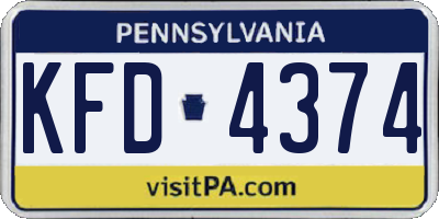 PA license plate KFD4374