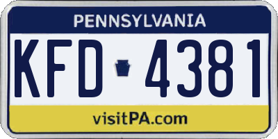 PA license plate KFD4381