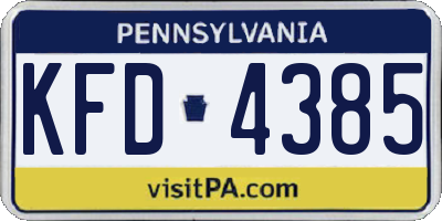 PA license plate KFD4385