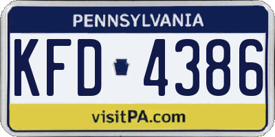 PA license plate KFD4386