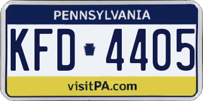 PA license plate KFD4405