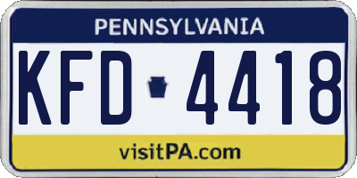 PA license plate KFD4418