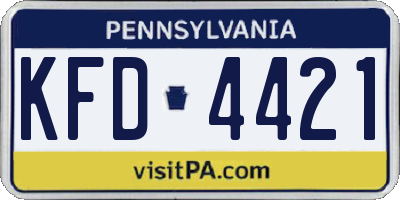 PA license plate KFD4421