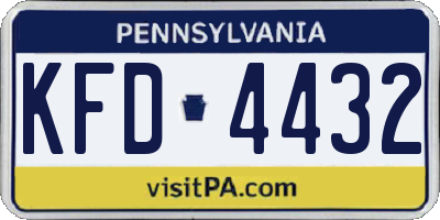 PA license plate KFD4432