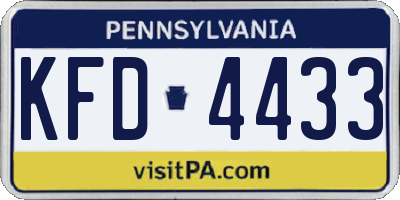 PA license plate KFD4433