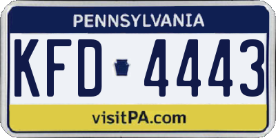 PA license plate KFD4443