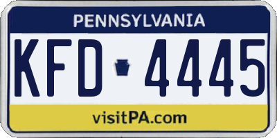 PA license plate KFD4445