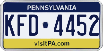PA license plate KFD4452