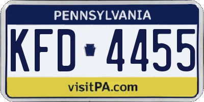 PA license plate KFD4455