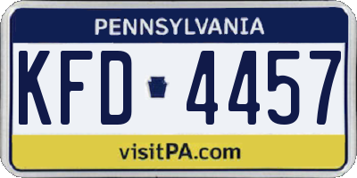 PA license plate KFD4457