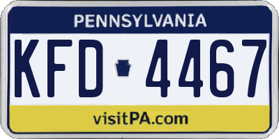 PA license plate KFD4467
