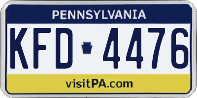 PA license plate KFD4476