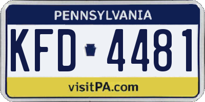 PA license plate KFD4481