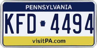 PA license plate KFD4494