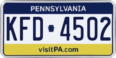 PA license plate KFD4502