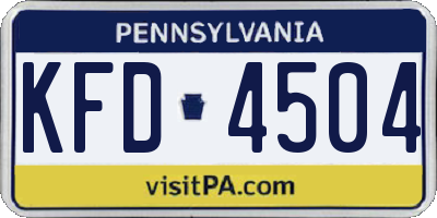 PA license plate KFD4504