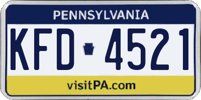 PA license plate KFD4521