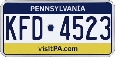 PA license plate KFD4523